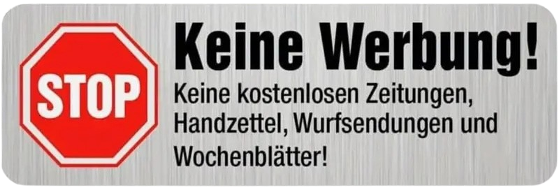 Design des kostenlosen „Keine Werbung“-Aufklebers von Post&Logistik.de